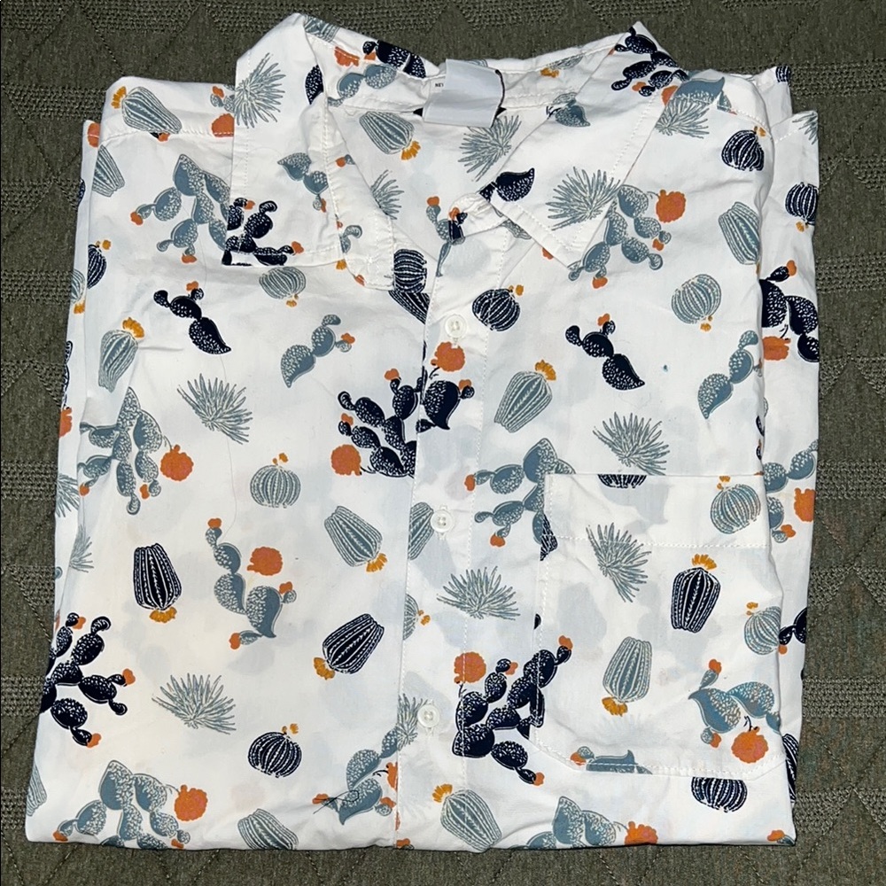 North Face Mens XL Cactus Print Shirt - White and Orange